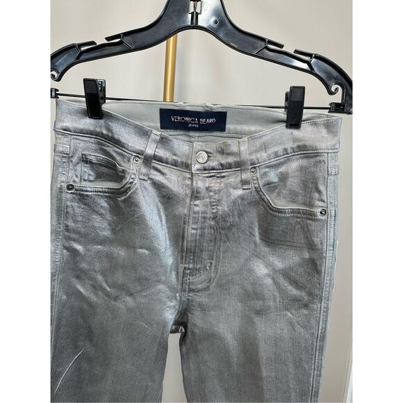 Veronica Beard Carson Metallic Ankle Flared Jeans Size 29 $348 - Picture 7 of 12